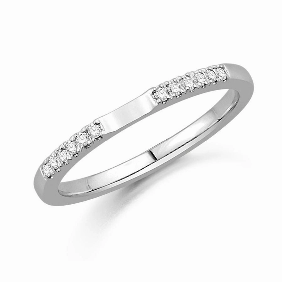 0.08ct 12-Round Brilliant Cut Diamond Cut-Out 18ct White Gold Wedding Band texture-diamond  