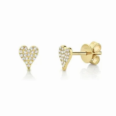 0.10CT DIAMOND PAVE HEART STUD EARRING