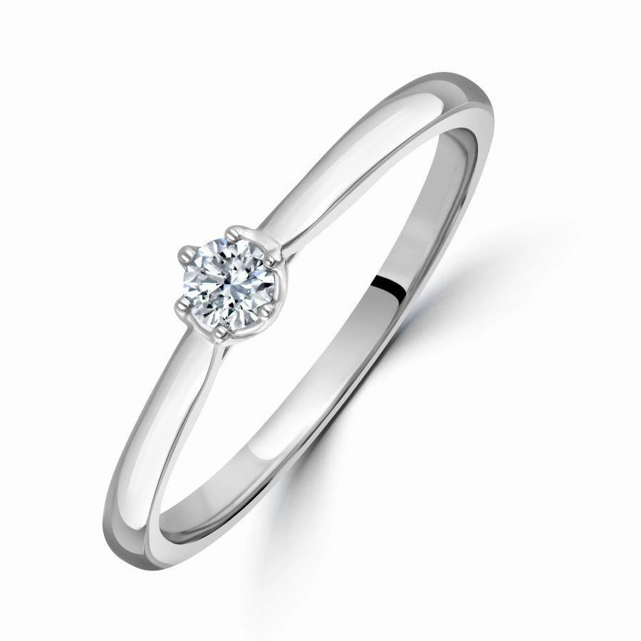 0.10ct Round Brilliant Cut Diamond Solitaire 18ct White Gold Ring texture-diamond  