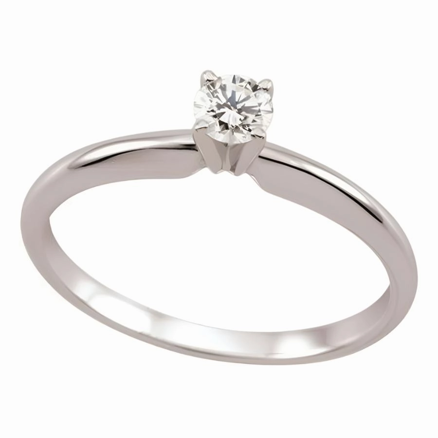0.10ct Round Brilliant Cut Diamond Solitaire 18ct White Gold Ring texture-diamond  