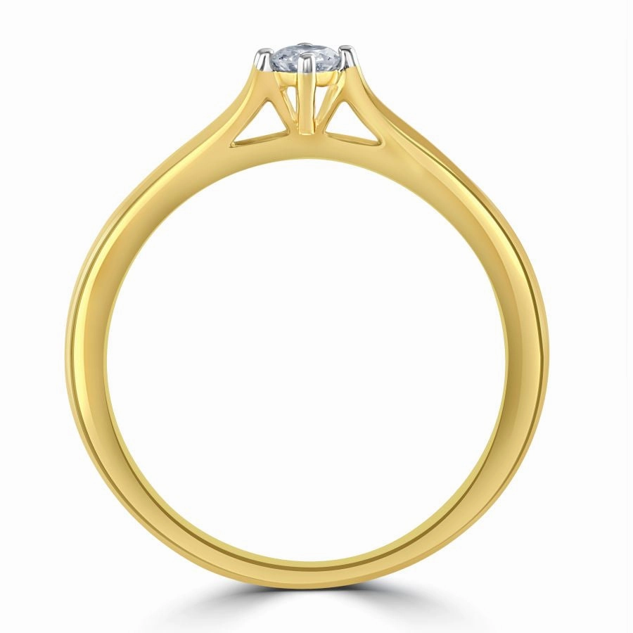 0.10ct Round Brilliant Cut Diamond Solitaire 18ct Yellow Gold Ring