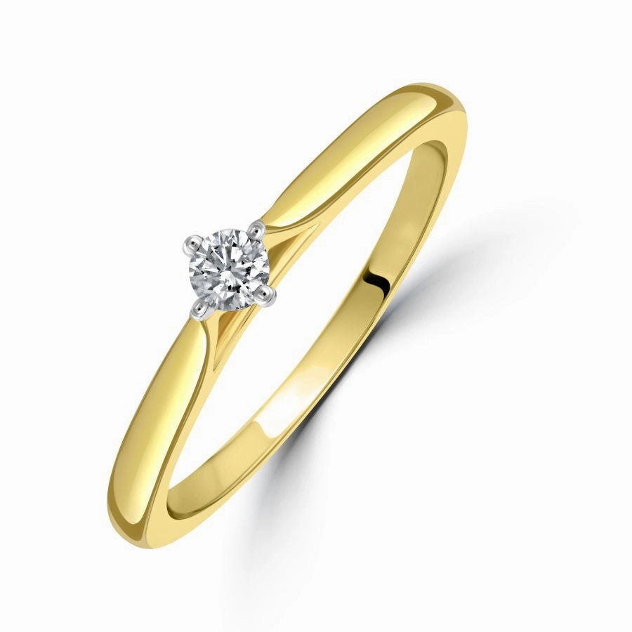 0.10ct Round Brilliant Cut Diamond Solitaire 18ct Yellow Gold Ring texture-diamond  