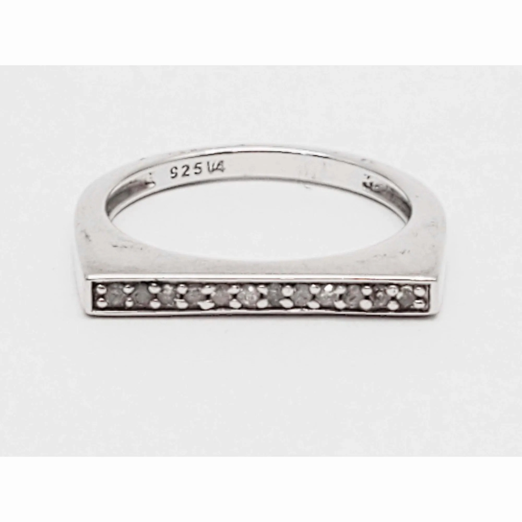 0.15 ctw Diamond Stackable Bar Ring Sterling Silver Size 6