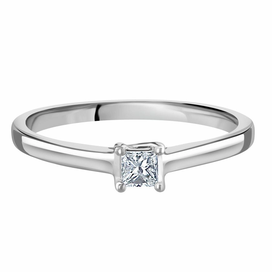 0.15ct Princess Cut Diamond Solitaire 18ct White Gold Ring