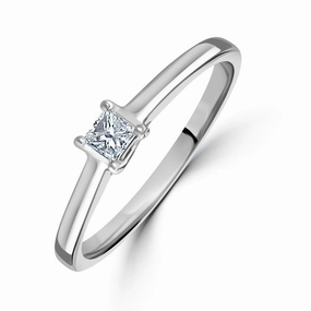 0.15ct Princess Cut Diamond Solitaire 18ct White Gold Ring texture-diamond  