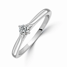 0.15ct Round Brilliant Cut Diamond Solitaire 18ct White Gold Ring texture-diamond  