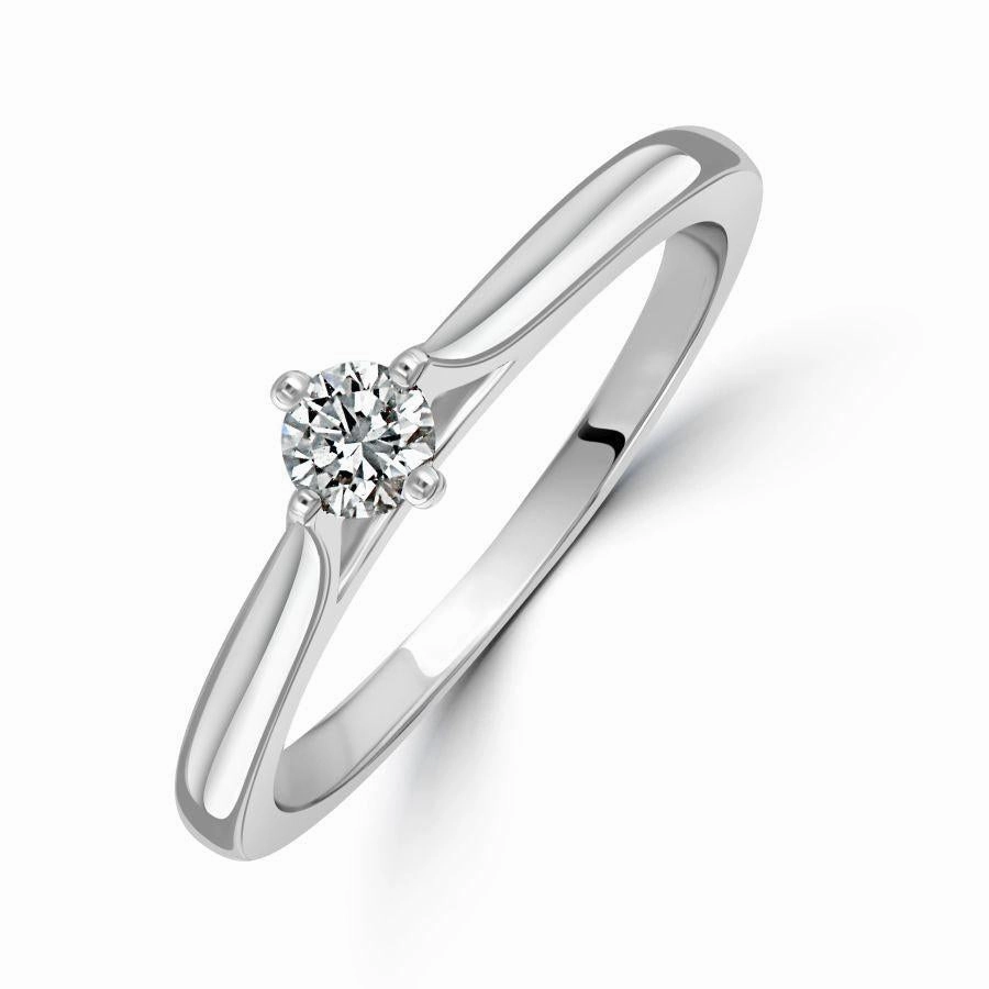 0.15ct Round Brilliant Cut Diamond Solitaire 18ct White Gold Ring texture-diamond  