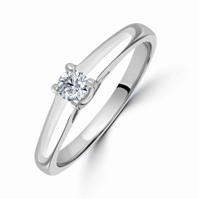 0.15ct Round Brilliant Cut Diamond Solitaire 18ct White Gold Ring texture-diamond  