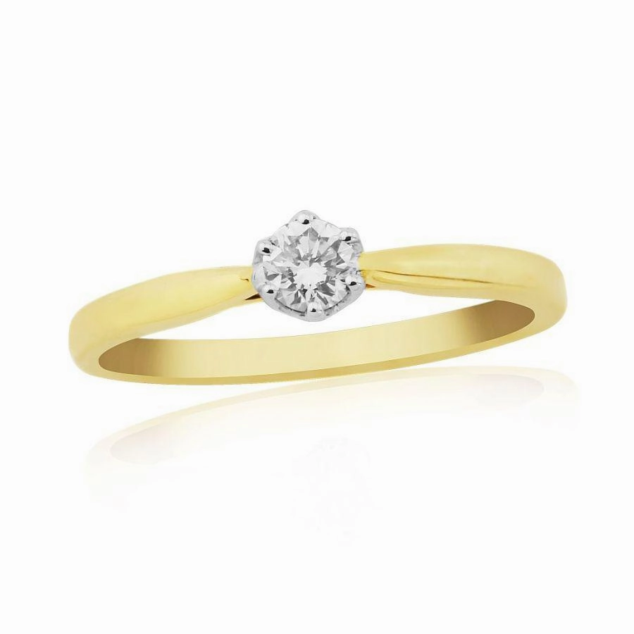 0.15ct Round Brilliant Cut Diamond Solitaire 9ct Yellow Gold Ring texture-diamond  