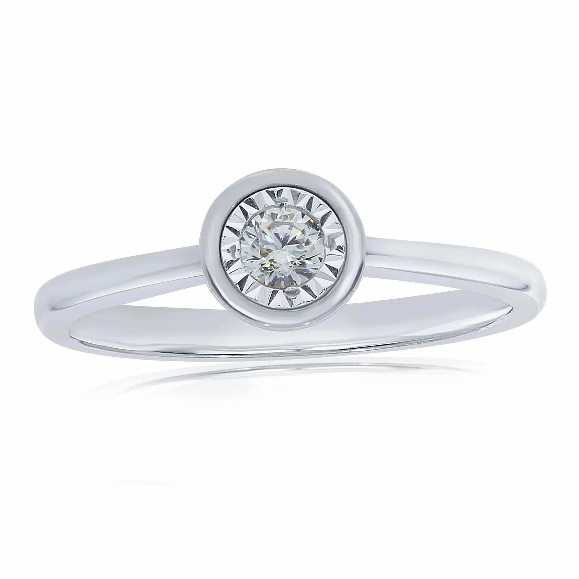 0.17ct Illusion Set Round Brilliant Cut Diamond Solitaire 9ct White Gold Ring texture-diamond  