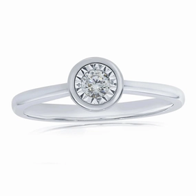 0.17ct Illusion Set Round Brilliant Cut Diamond Solitaire 9ct White Gold Ring texture-diamond  