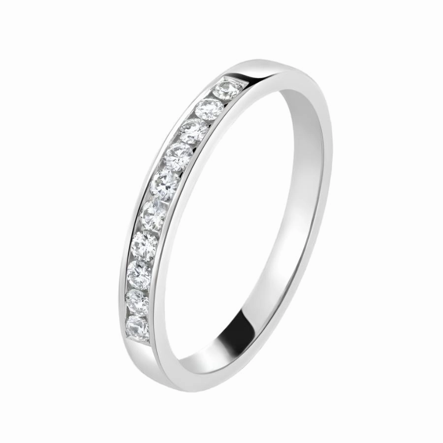0.20ct 10-Round Brilliant Cut Diamond Channel Set 18ct White Gold Eternity Band texture-diamond  