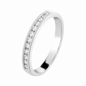 0.20ct Round Brilliant Cut Diamond Beaded Edge Channel Set Half Eternity 18ct White Gold Ring texture-diamond  