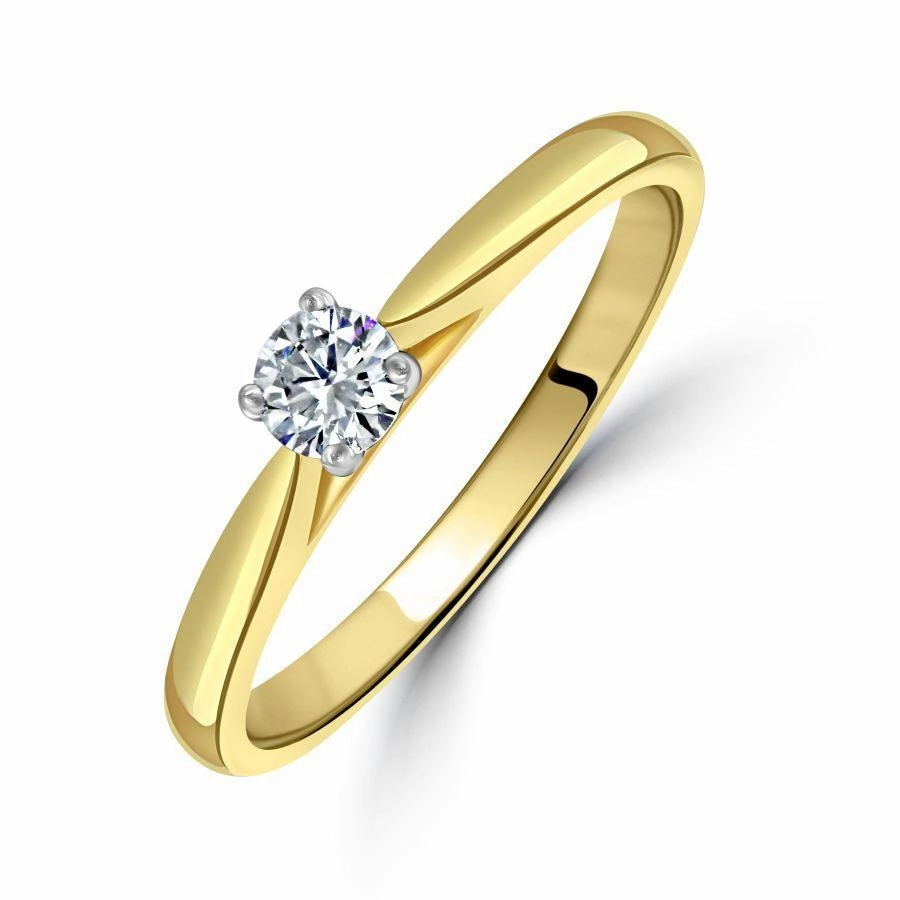 0.20ct Round Brilliant Cut Diamond Solitaire 18ct Yellow Gold Ring texture-diamond  
