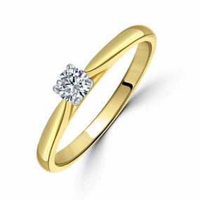 0.20ct Round Brilliant Cut Diamond Solitaire 18ct Yellow Gold Ring texture-diamond  