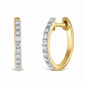 0.22ct Round Brilliant Cut Diamond 18ct Yellow Gold Hinged Hoop Earrings texture-diamond  