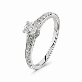 0.30ct Round Brilliant Cut Diamond Solitaire 18ct White Gold Ring with Diamond Shoulders texture-diamond  