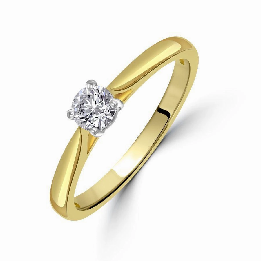 0.30ct Round Brilliant Cut Diamond Solitaire 18ct Yellow Gold Ring texture-diamond  