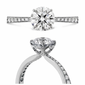 0.30ct Signature Diamond Solitaire Platinum Ring with Diamond Shoulders texture-diamond  