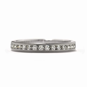 0.31ct Round Brilliant Cut Diamond Millegrain Edged 18ct White Gold Band texture-diamond  