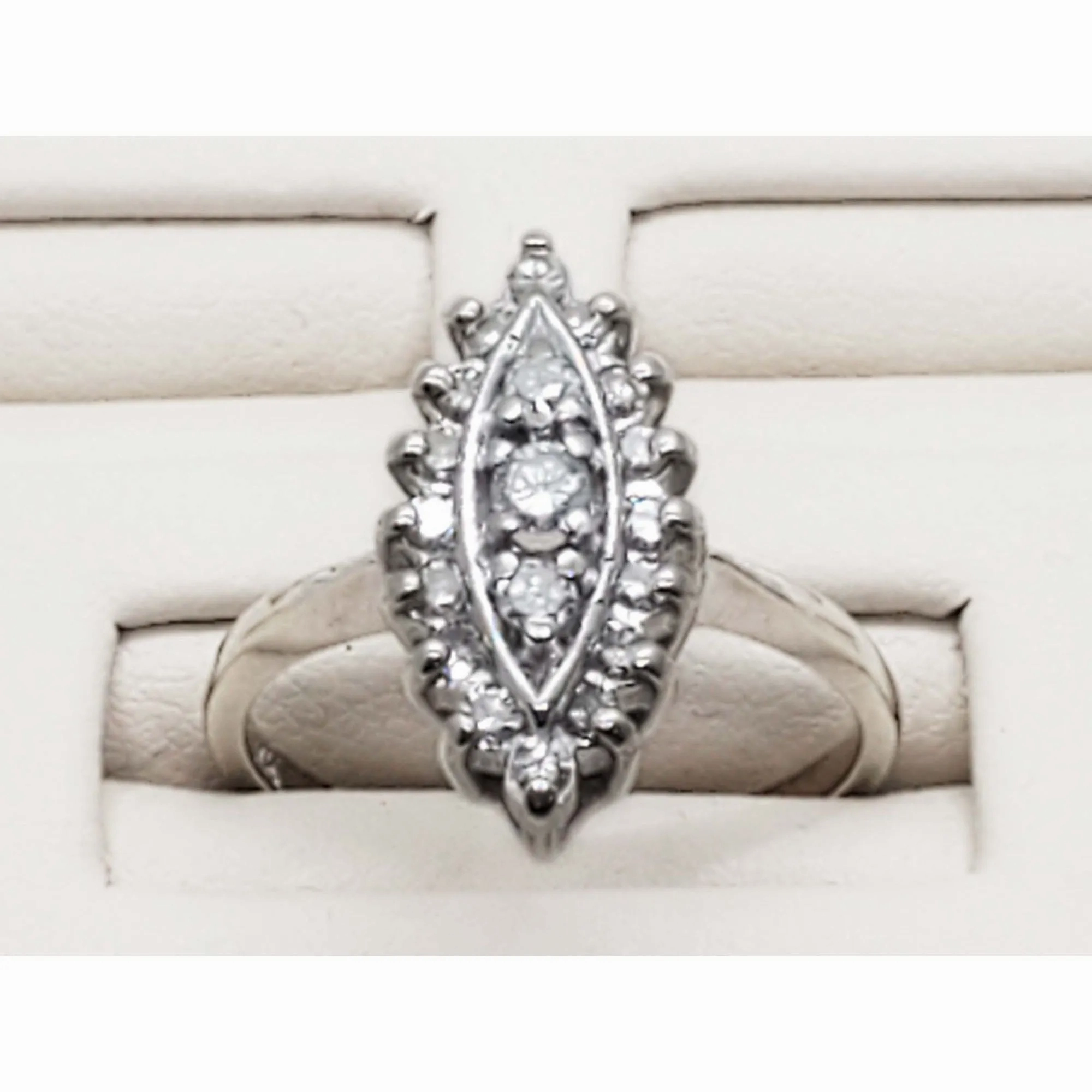 0.38 ctw Diamond Navette Ring 14k White Gold Size 7