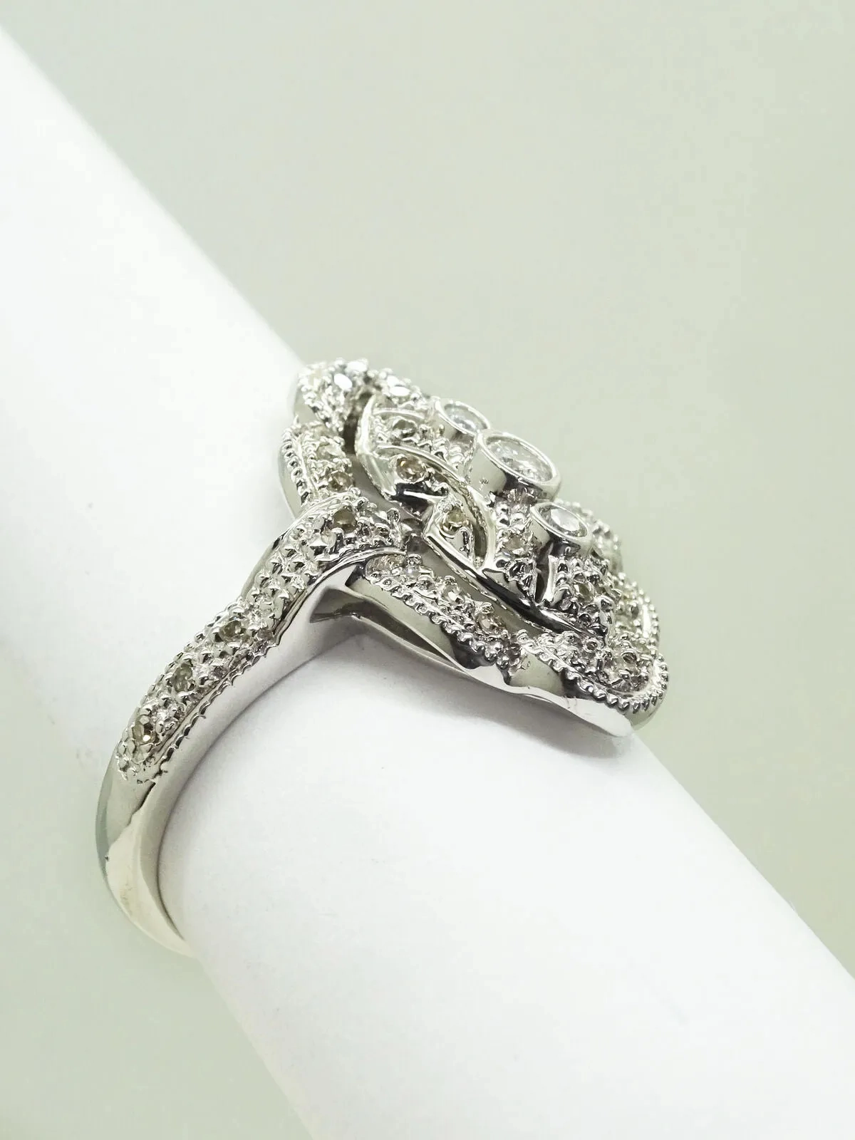 0.38ct tw Earth Mined Diamond Ring 14k White Gold Size 7.25