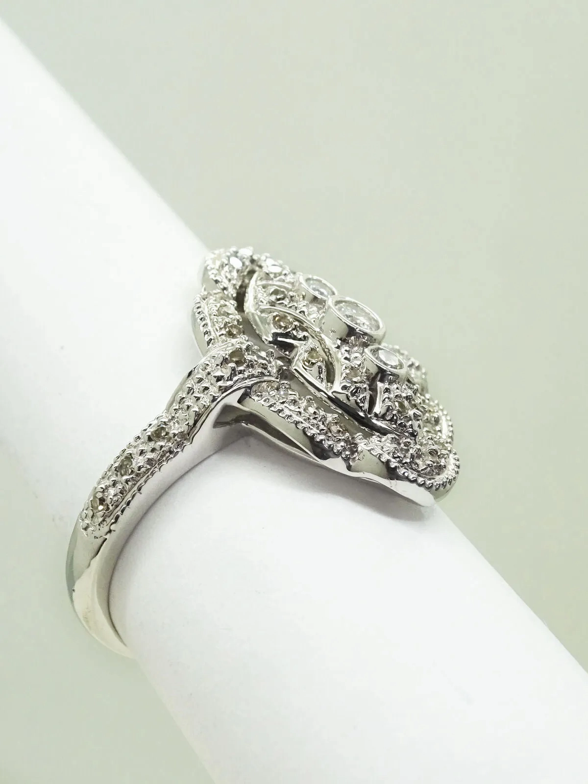 0.38ct tw Earth Mined Diamond Ring 14k White Gold Size 7.25
