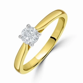 0.40ct Round Brilliant Cut Diamond Solitaire 18ct Yellow Gold Ring texture-diamond  