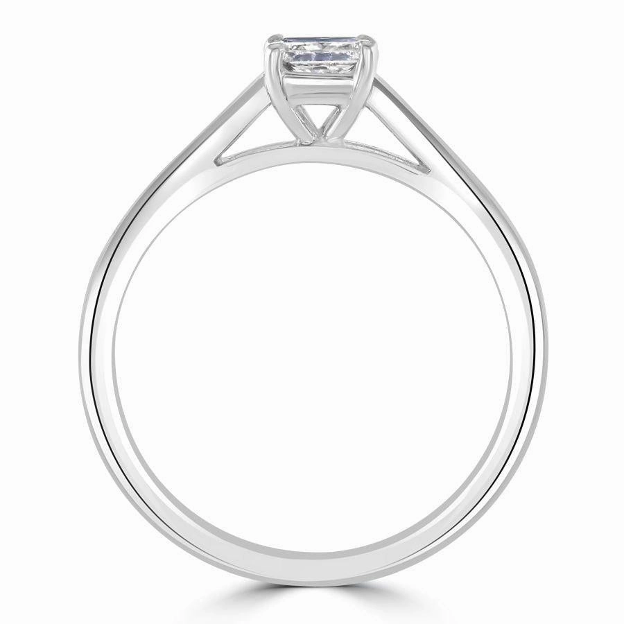 0.41ct Diamond Princess Cut Solitaire with diamond shoulders Platinum Ring