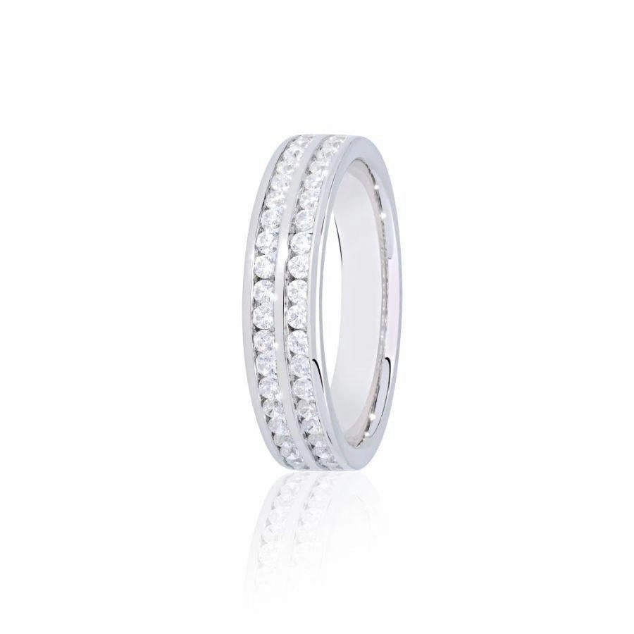 0.50ct Channel Set Round Brilliant Cut Diamond 2-Row Platinum Eternity Ring texture-diamond  