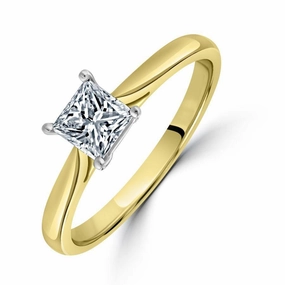 0.50ct Princess Cut Diamond Solitaire 18ct Yellow Gold Ring texture-diamond  
