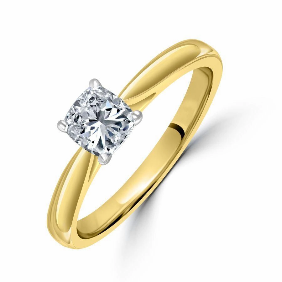 0.51ct Cushion Cut Diamond Solitaire 18ct Yellow Gold Ring texture-diamond  