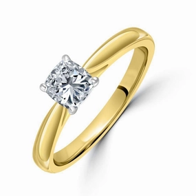 0.51ct Cushion Cut Diamond Solitaire 18ct Yellow Gold Ring texture-diamond  