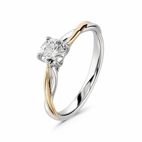 0.51ct Round Brilliant Cut Diamond Solitaire 18ct White & Rose Gold Twist Ring texture-diamond  