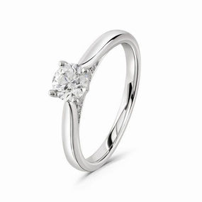 0.51ct Round Brilliant Cut Diamond Solitaire 18ct White Gold Ring texture-diamond  