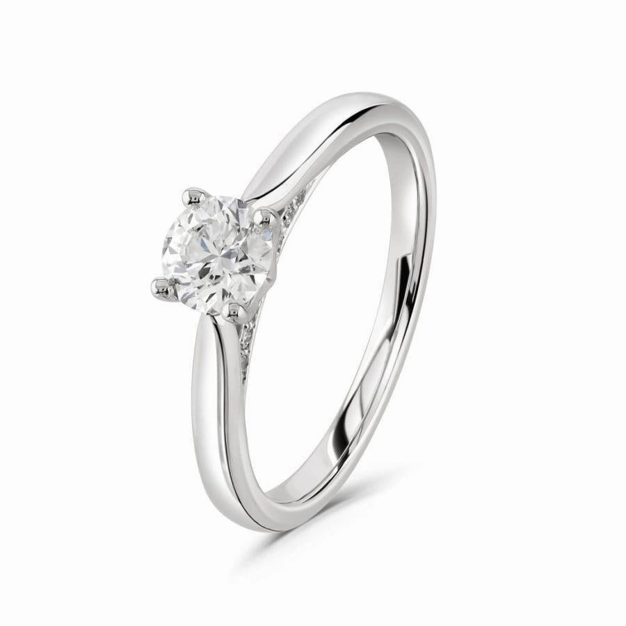 0.51ct Round Brilliant Cut Diamond Solitaire 18ct White Gold Ring texture-diamond  