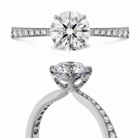 0.51ct Signature Diamond Solitaire 18ct White Gold Ring with Diamond Shoulders texture-diamond  