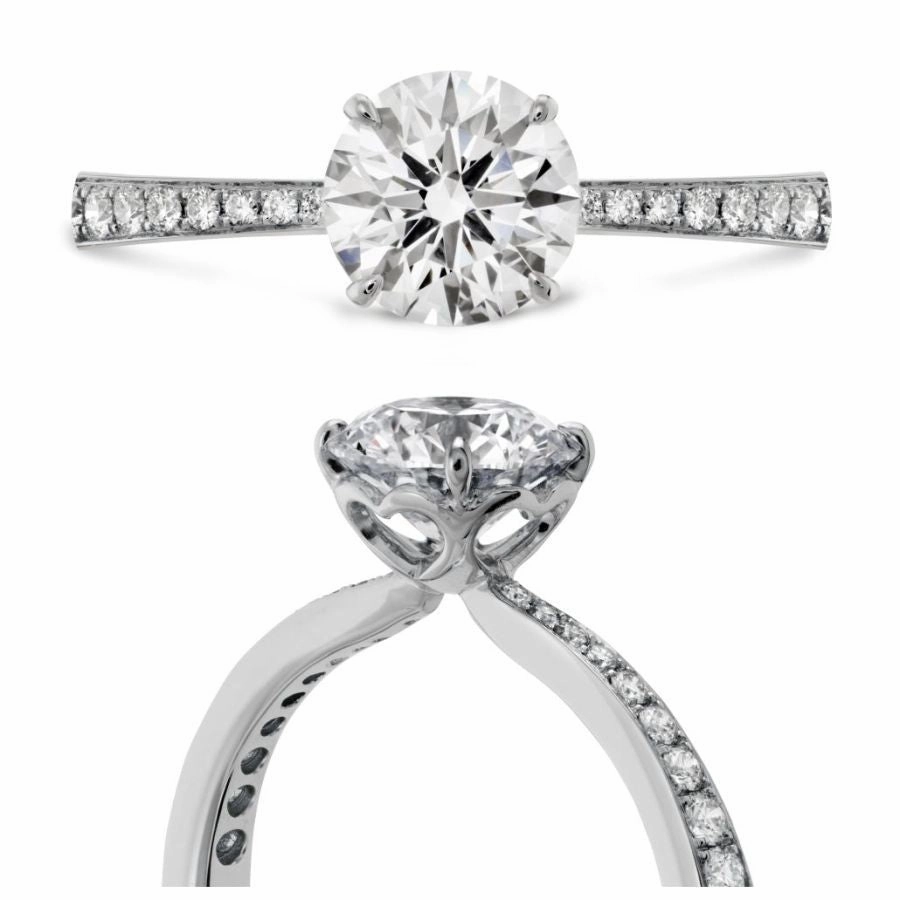 0.51ct Signature Diamond Solitaire 18ct White Gold Ring with Diamond Shoulders texture-diamond  