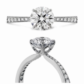 0.52ct Signature Diamond Solitaire 18ct White Gold Ring with Diamond Shoulders texture-diamond  