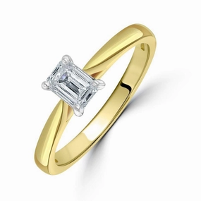0.53ct Emerald Cut Diamond Solitaire 18ct Yellow Gold Ring texture-diamond  