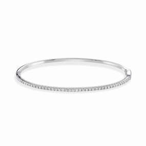0.58ct Claw Set Round Brilliant Cut Diamond 18ct White Gold Hinged Bangle texture-diamond  