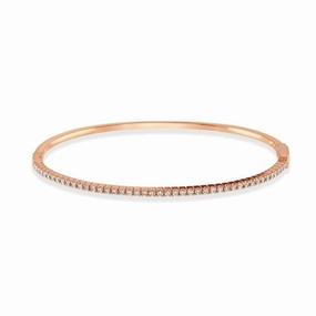 0.59ct Claw Set Round Brilliant Cut Diamond 18ct Rose Gold Bangle texture-diamond  