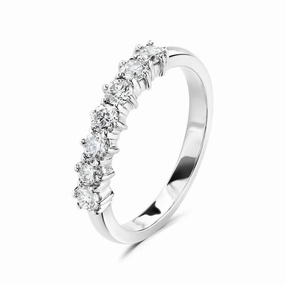 0.62ct 7-Round Brilliant Cut Diamond Claw Set Half Eternity 18ct White Gold Band texture-diamond  