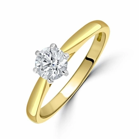 0.62ct Round Brilliant Cut Diamond Solitaire 18ct Yellow Gold Ring texture-diamond  