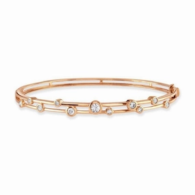 0.65ct Round Brilliant Cut Diamond Bubble 18ct Rose Gold Hinged Bangle texture-diamond  
