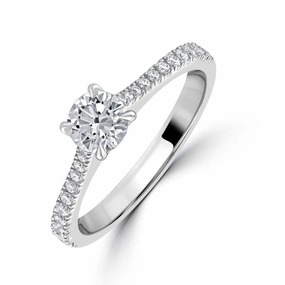 0.69ct Diamond Round Brilliant Cut Solitaire with Diamond set shoulders Platinum Ring texture-diamond  