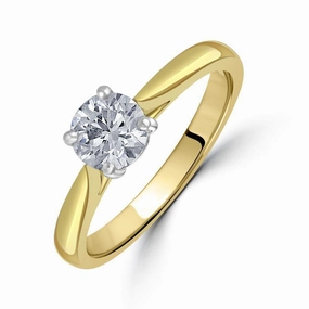 0.70ct Round Brilliant Cut Diamond Solitaire 18ct Yellow Gold Ring texture-diamond  