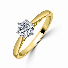 0.70ct Round Brilliant Cut Diamond Solitaire 18ct Yellow Gold Ring texture-diamond  