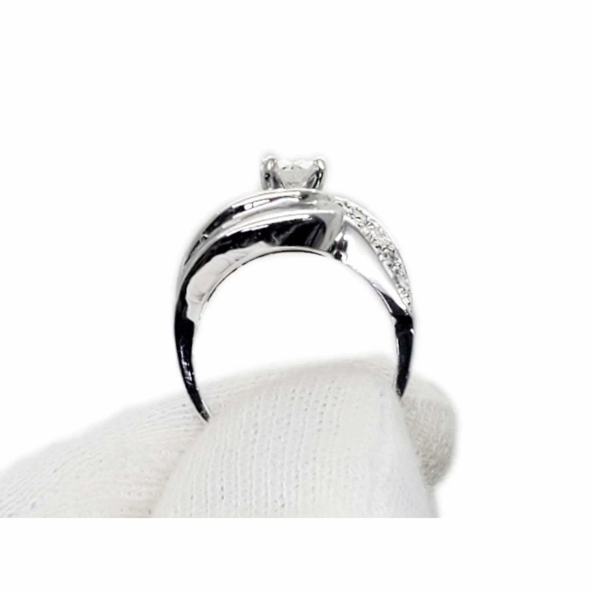 0.72 ctw Natural Diamond Swirl Bypass Style Ring 14k White Gold Size 5