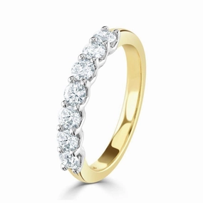 0.72ct Claw Set Round Brilliant Cut Diamond 18ct Yellow Gold Half Eternity Band texture-diamond  